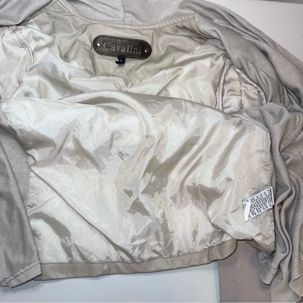 Cavalini‎ Faux Leather Jacket Sz Small Asymmetric Hem Diagonal Zip Artsy Funky